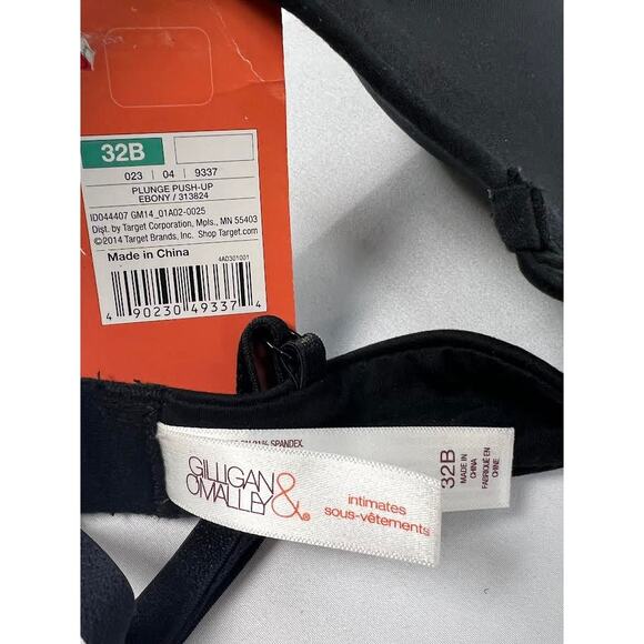 NWT! Gilligan O'Malley Plunge Push-up Bra Black 32B - Picture 4 of 4